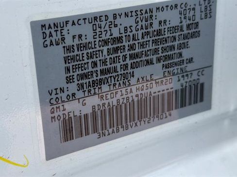 New 2026 Nissan Sentra S w/ Floor Mat Package FWD image 32
