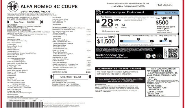 Used 2017 Alfa Romeo 4C Coupe w/ Coupe Track Package 1 RWD image 75