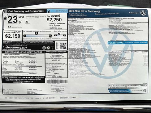 New 2026 Volkswagen Atlas SE FWD image 19