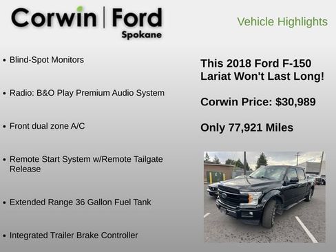 Used 2018 Ford F150 Lariat w/ Equipment Group 501A Mid AWD/4WD image 12