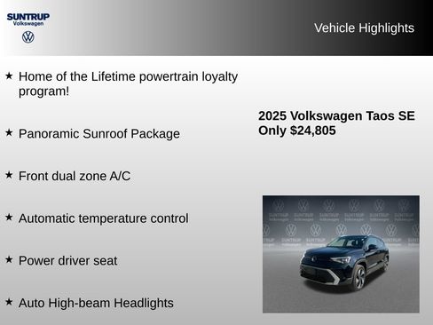 Used 2025 Volkswagen Taos SE w/ Panoramic Sunroof Package AWD/4WD image 8