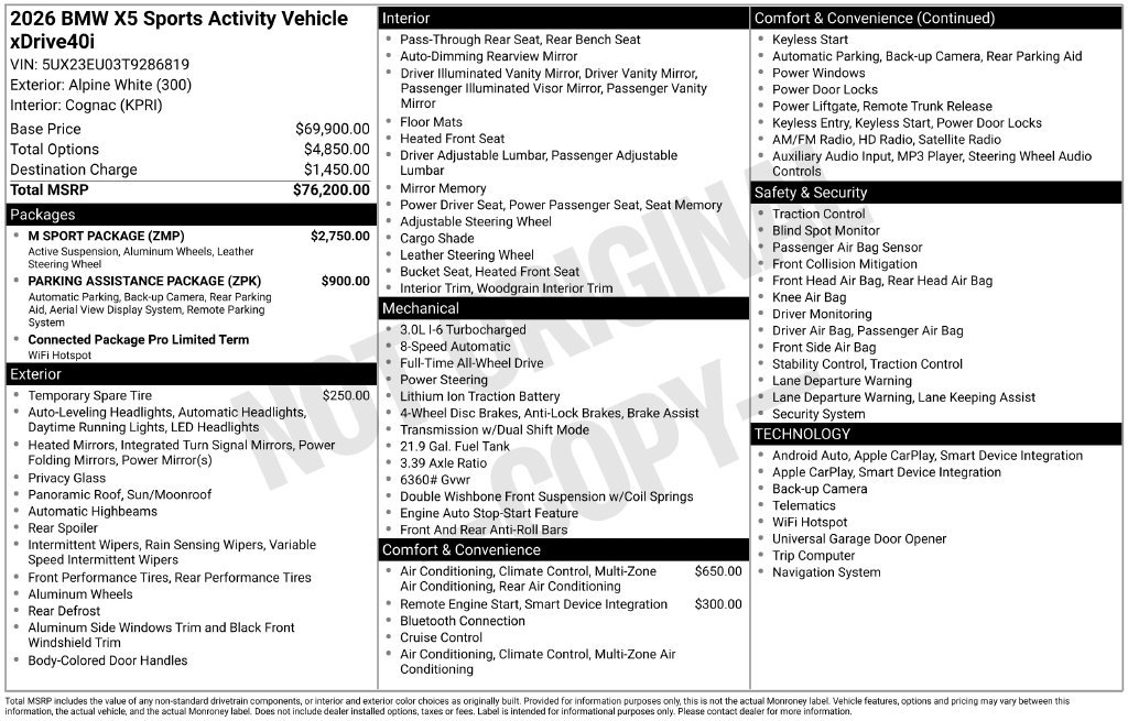 Used 2026 BMW X5 xDrive40i w/ M Sport Package AWD/4WD image 5