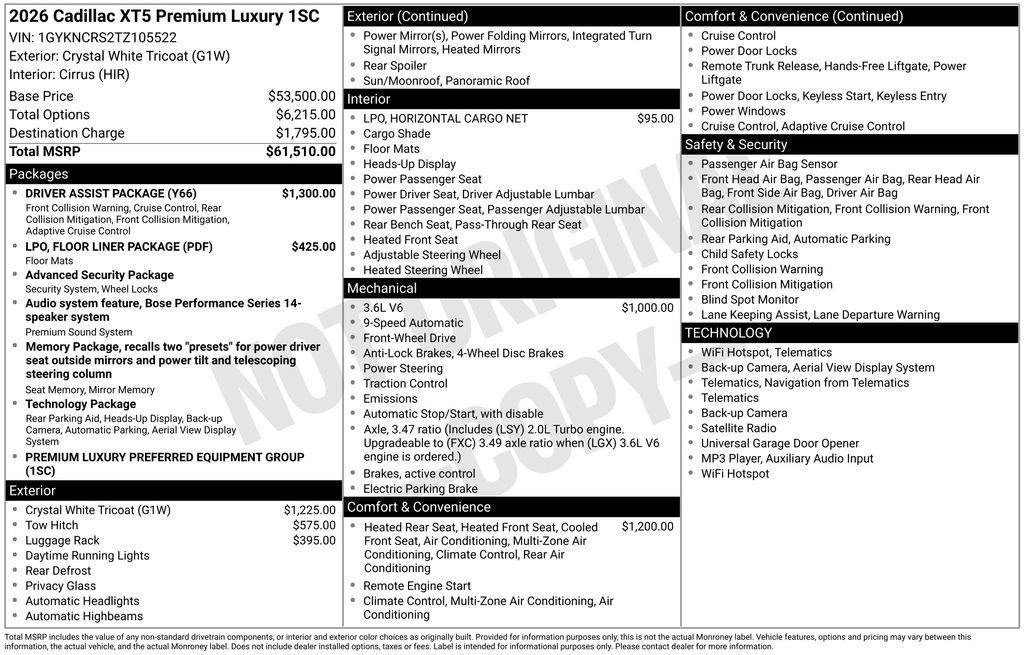 Certified 2026 Cadillac XT5 Premium Luxury w/ Driver Assist Package FWD image 41