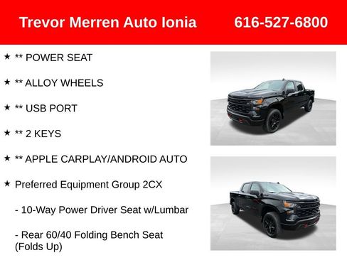 Used 2024 Chevrolet Silverado 1500 Custom Trail Boss w/ LPO, Dark Essentials Package AWD/4WD image 14