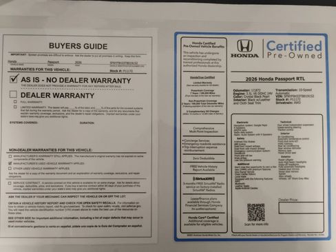 Certified 2026 Honda Passport RTL image 33