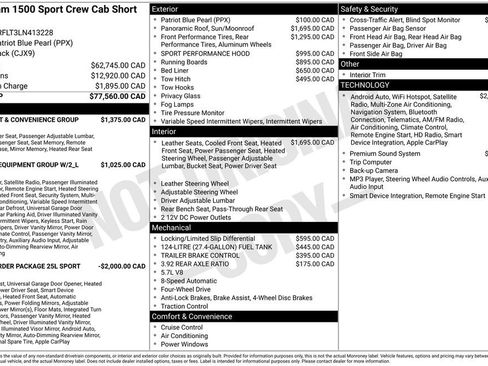 Used 2020 RAM 1500 Sport w/ Comfort & Convenience Group AWD/4WD image 44
