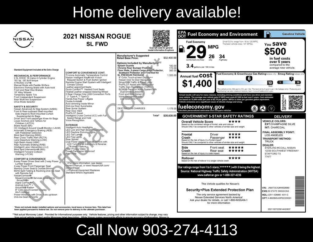 Used 2021 Nissan Rogue SL w/ Premium Package FWD image 39