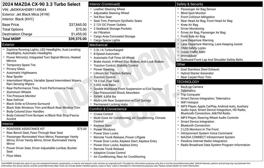 Certified 2024 MAZDA CX-90 3.3 Turbo w/ Select Package AWD/4WD image 40