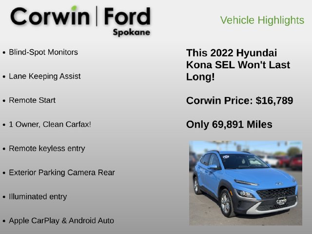 Used 2022 Hyundai Kona SEL w/ Cargo Package AWD/4WD image 6
