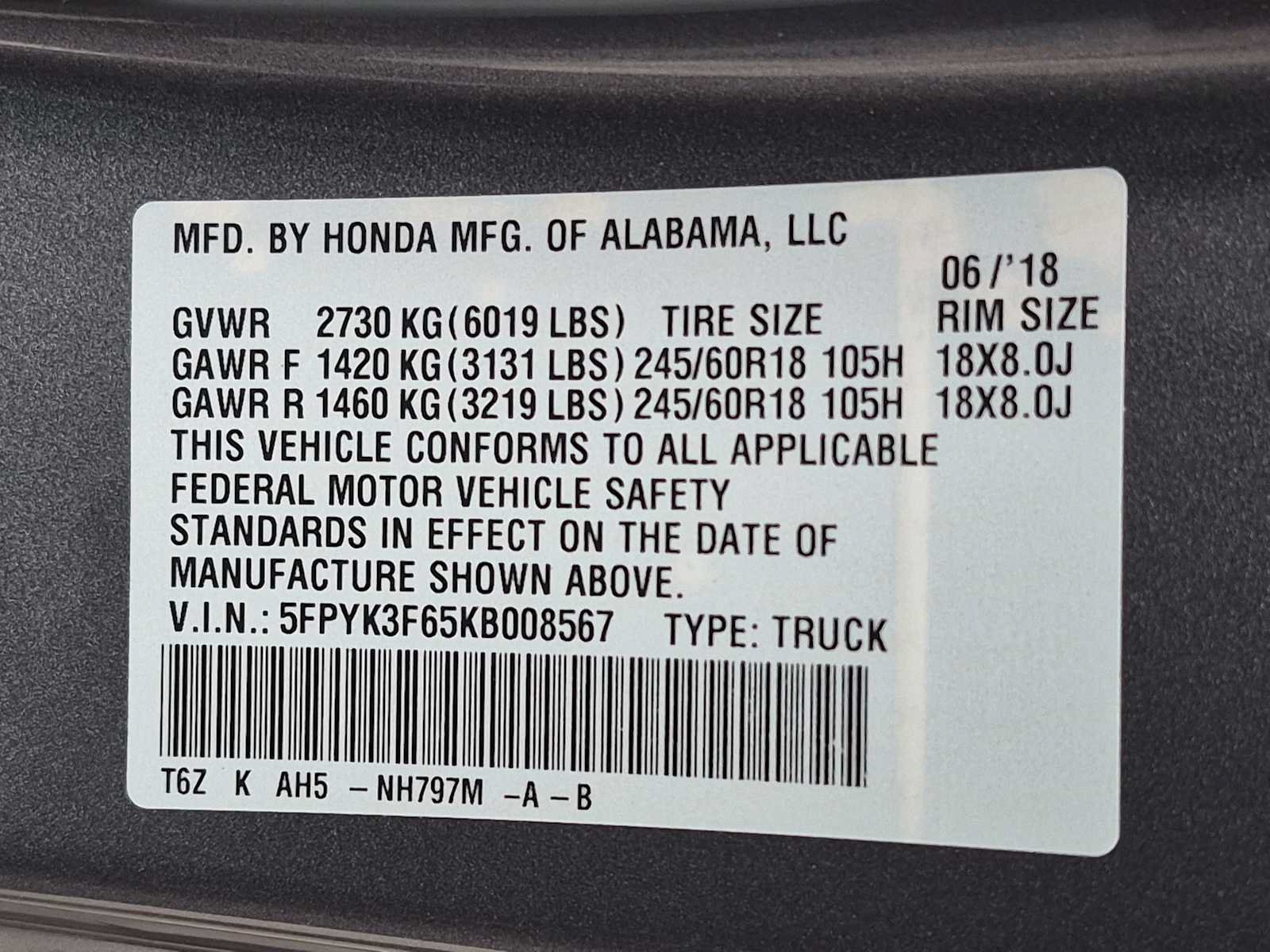 Certified 2019 Honda Ridgeline RTL-T image 33
