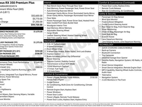 Used 2024 Lexus RX 350 Premium Plus w/ Convenience Package FWD image 46