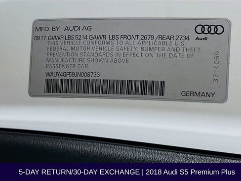 Used 2018 Audi S5 Premium Plus w/ Navigation Package image 38