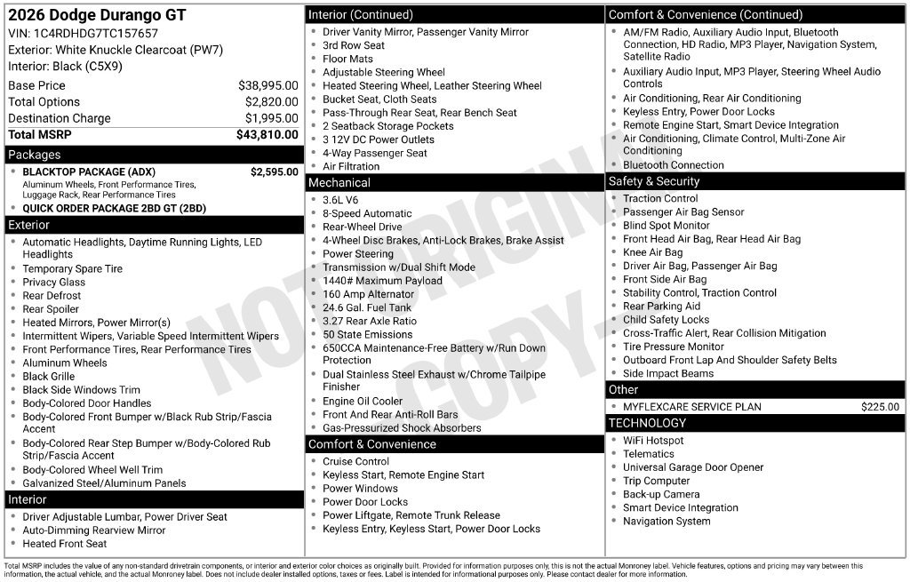 New 2026 Dodge Durango GT w/ Blacktop Package RWD image 5