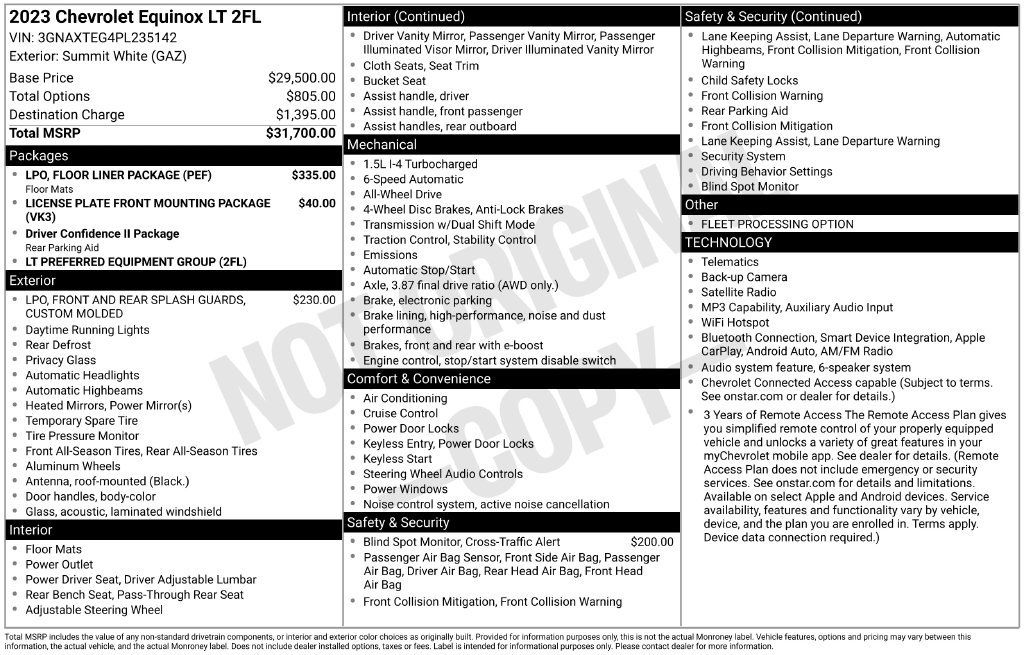 Used 2023 Chevrolet Equinox LT w/ LPO, Floor Liner Package AWD/4WD image 28
