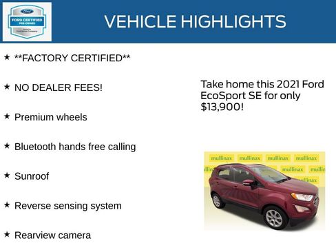 Certified 2021 Ford EcoSport SE FWD image 12