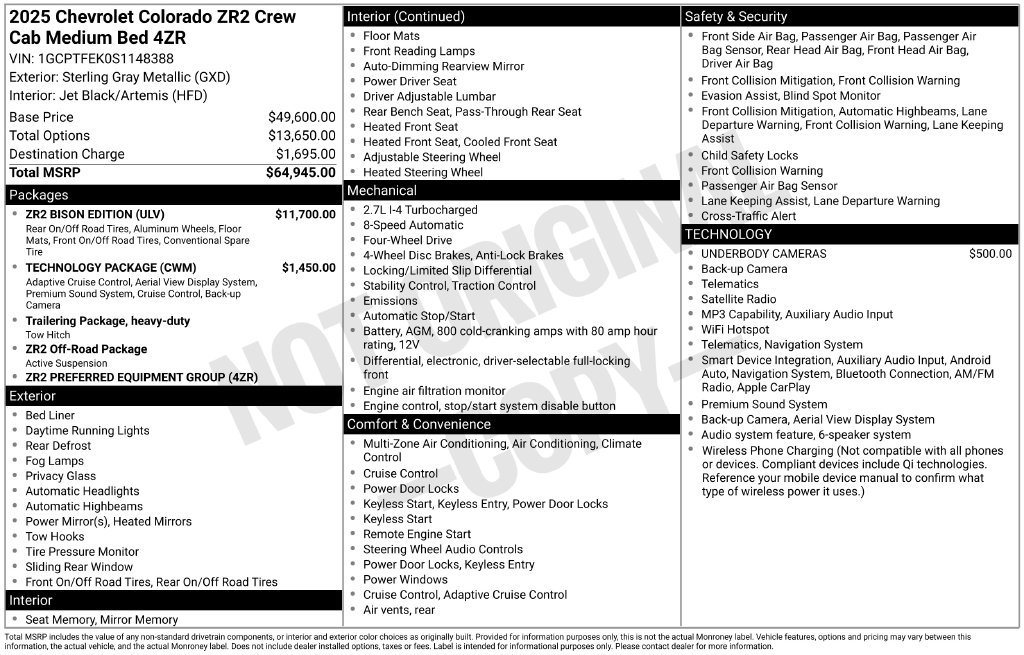 Used 2025 Chevrolet Colorado ZR2 w/ ZR2 Bison Edition AWD/4WD image 6