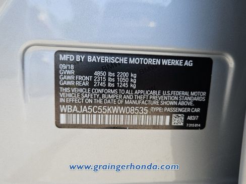 Used 2019 BMW 530i w/ Convenience Package RWD image 14