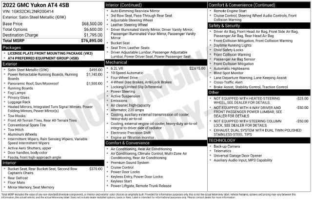 Used 2022 GMC Yukon AT4 AWD/4WD image 33