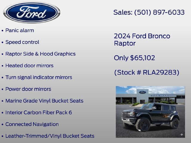 Certified 2024 Ford Bronco Raptor w/ Interior Carbon Fiber Pack 6 AWD/4WD image 32