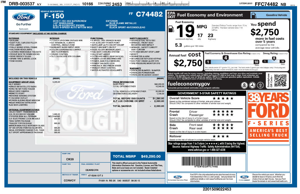 Used 2015 Ford F150 XLT w/ Equipment Group 302A Luxury AWD/4WD image 6