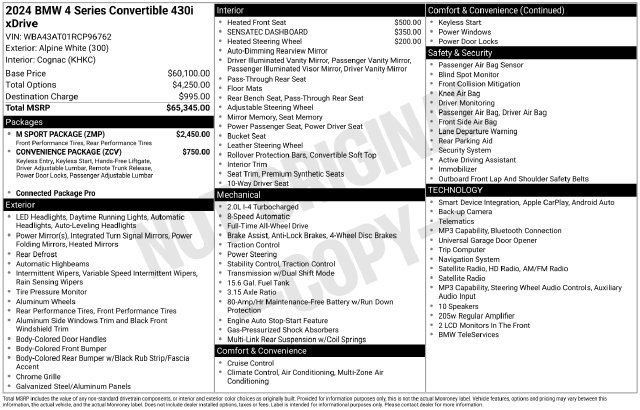 Certified 2024 BMW 430i xDrive Convertible w/ M Sport Package AWD/4WD image 39