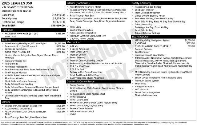Used 2025 Lexus ES 350 w/ Accessory Package (Z1) FWD image 16