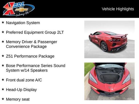 Used 2025 Chevrolet Corvette Stingray Preferred Cpe w/ Z51 Performance Package RWD image 2