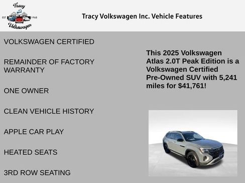 Certified 2025 Volkswagen Atlas Peak Edition SE image 6