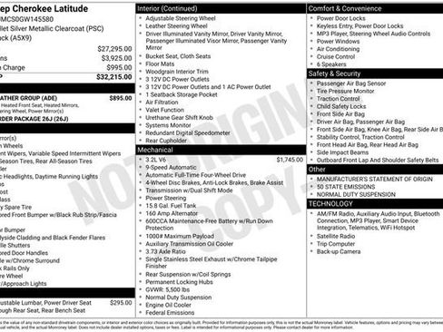 Used 2016 Jeep Cherokee Latitude w/ Cold Weather Group AWD/4WD image 38