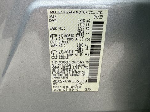 Used 2019 Nissan Murano S w/ Cargo Package FWD image 4