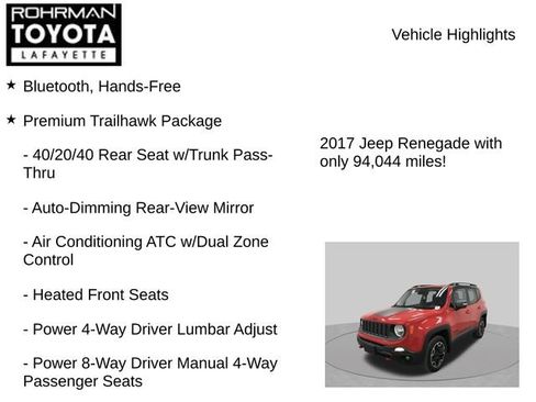 Used 2017 Jeep Renegade Trailhawk w/ Premium Trailhawk Package AWD/4WD image 8