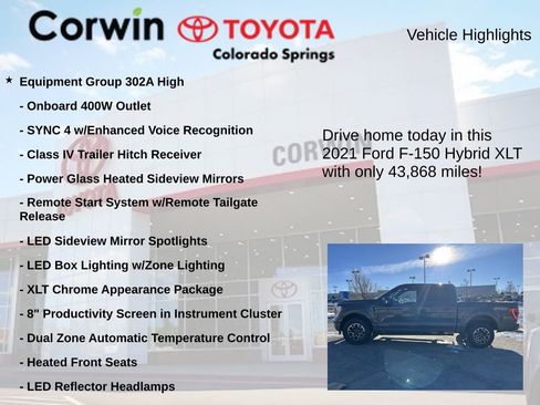 Used 2021 Ford F150 XLT w/ Equipment Group 302A High image 7