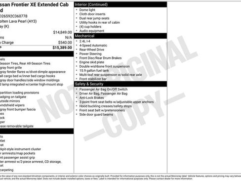 Used 2002 Nissan Frontier XE image 7