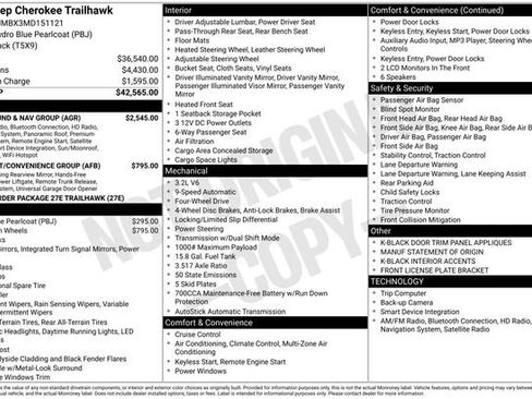 Used 2021 Jeep Cherokee Trailhawk w/ Sun, Sound & Nav Group image 34