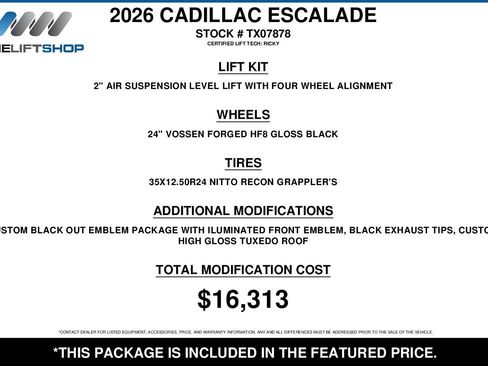 Used 2026 Cadillac Escalade Platinum Sport w/ LPO, Floor Liner Package image 2