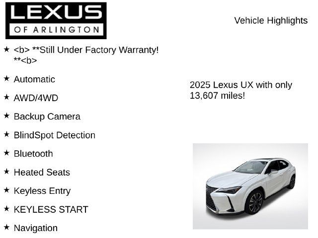 Certified 2025 Lexus UX 300h AWD w/ Cold Area Package image 8