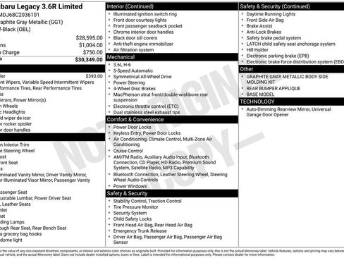 Used 2012 Subaru Legacy 3.6R Limited image 15