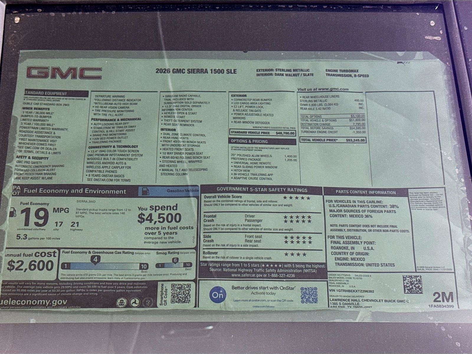 New 2026 GMC Sierra 1500 SLE w/ Preferred Package RWD image 20