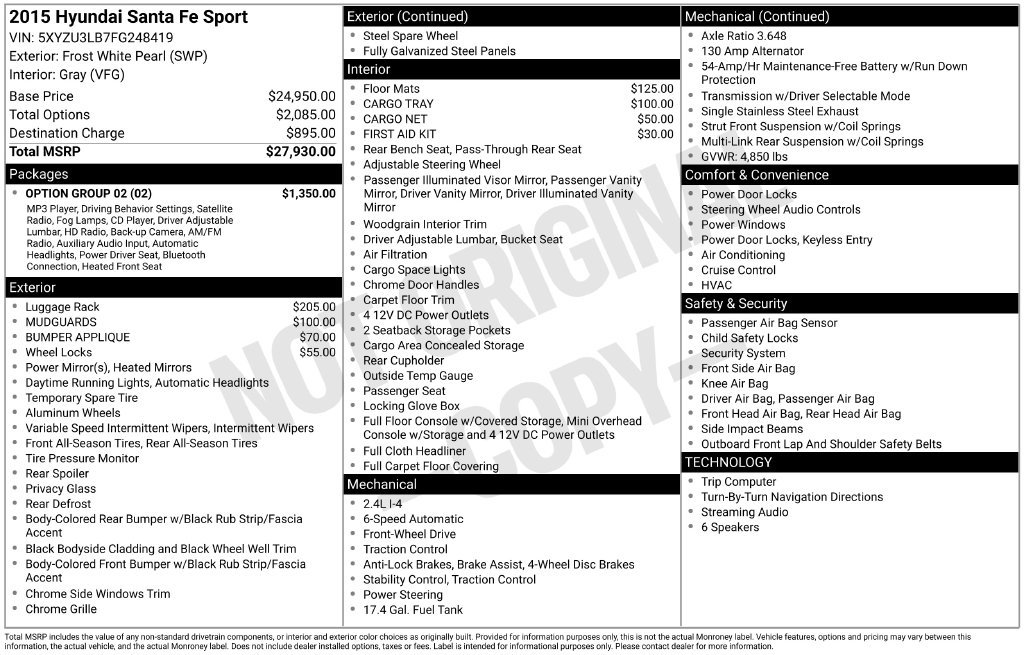 Used 2015 Hyundai Santa Fe Sport w/ Option Group 02 FWD image 4