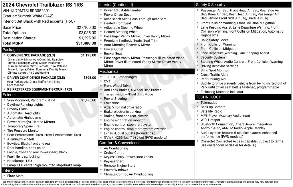 Used 2024 Chevrolet TrailBlazer RS w/ Convenience Package FWD image 26