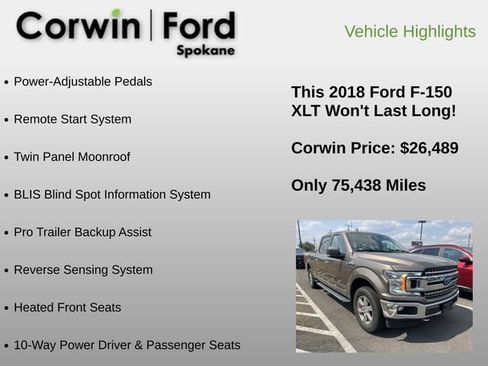 Used 2018 Ford F150 XLT w/ Equipment Group 302A Luxury AWD/4WD image 15