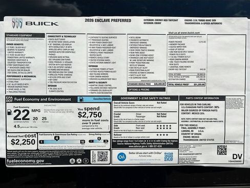 New 2026 Buick Enclave Preferred w/ Power Package FWD image 21