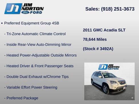 Used 2011 GMC Acadia SLT w/ LPO, 'HIT The Road' Package FWD image 13