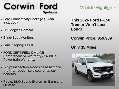 Used 2026 Ford F150 Tremor w/ Tow/Haul Package AWD/4WD image 7