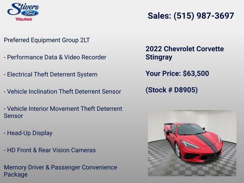 Used 2022 Chevrolet Corvette Stingray Preferred Cpe w/ 2LT RWD image 22