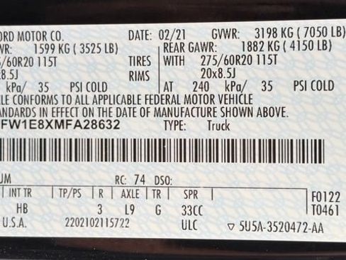 Used 2021 Ford F150 Lariat w/ Equipment Group 502A High AWD/4WD image 52