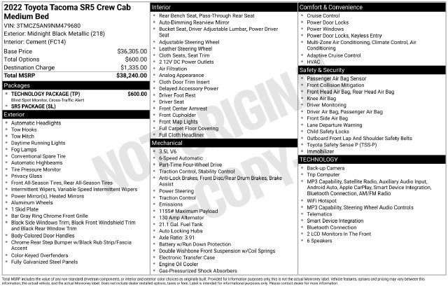 Used 2022 Toyota Tacoma SR5 w/ Technology Package AWD/4WD image 17