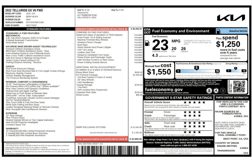 Used 2022 Kia Telluride EX w/ EX Premium Package FWD image 54