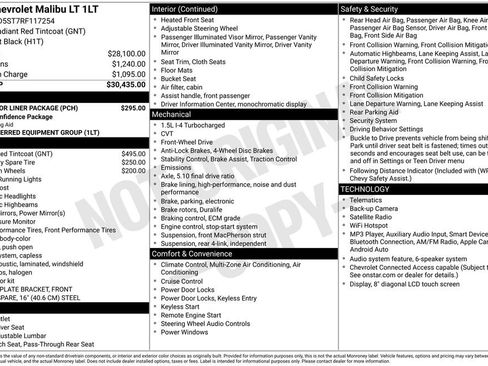 Used 2024 Chevrolet Malibu LT w/ LPO, Floor Liner Package FWD image 2