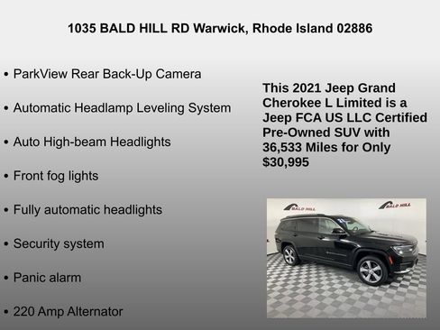 Certified 2021 Jeep Grand Cherokee L Limited w/ Luxury Tech Group II image 33